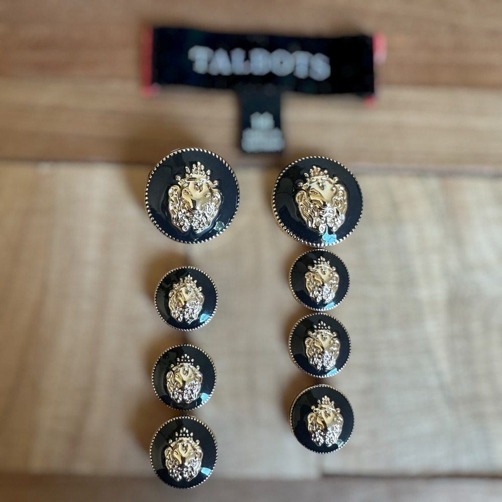 Talbots Replacement Buttons For Blazer Logo Lion Head Black Gold Tone Set of 8